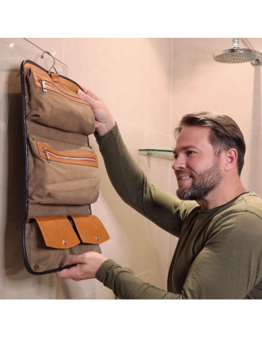 Bolsa de Aseo Vetelli para Hombres - Cuero Resistente al Agua