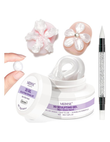 Gel de Esculpido 3D MIZHSE Perla 30g para Uñas Decorativas
