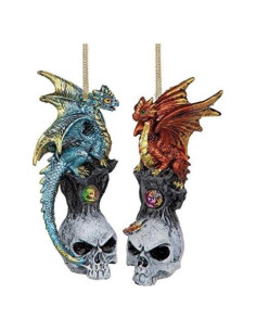 Adornos Navideños Dragones Skull Hollow - 2 Piezas 11.43 cm