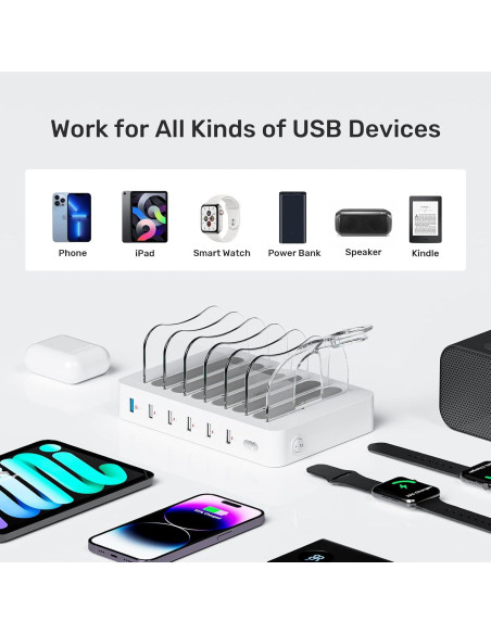 Estación de Carga Rápida Unitek 60W 6 Puertos QC3.0