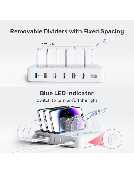 Estación de Carga Rápida Unitek 60W 6 Puertos QC3.0