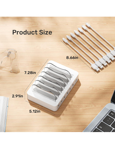 Estación de Carga Rápida Unitek 60W 6 Puertos QC3.0