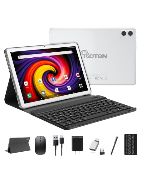 Tableta 2 en 1 TOOTON 2024 10.1" Octa-Core 128GB Plata