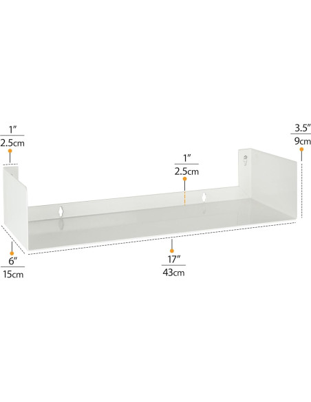 Estantería Flotante de Metal Wallniture Bali 43.2x15.2cm Blanca