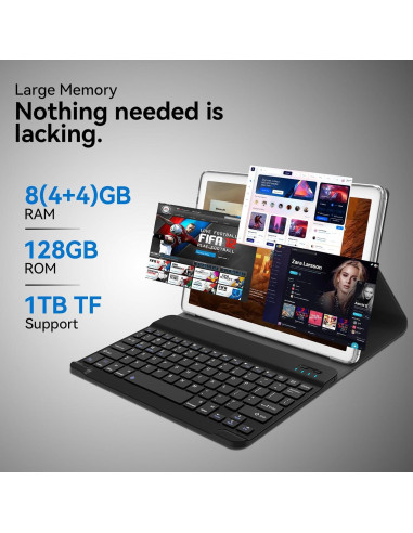 Tableta 2 en 1 TOOTON 2024 10.1" Octa-Core 128GB Plata