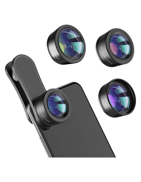 Kit de Lentes para Teléfono LEKNES 3 en 1 - Ojo de Pez, Macro y Gran Angular
