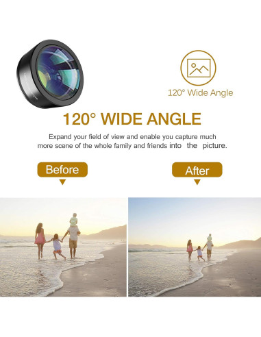 Kit de Lentes para Teléfono LEKNES 3 en 1 - Ojo de Pez, Macro y Gran Angular