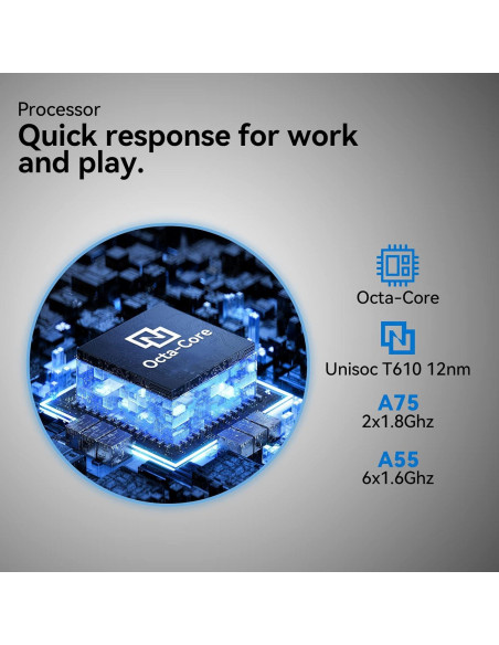 Tableta 2 en 1 TOOTON 2024 10.1" Octa-Core 128GB Plata