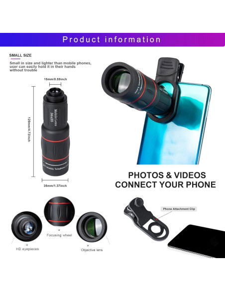 Lente Telefoto 36X MoYinG para iPhone y Android - HD