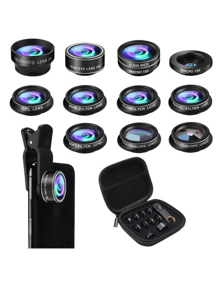 Kit de Lentes 11 en 1 para Celular SEVENKA - Macro, Gran Angular, Ojo de Pez