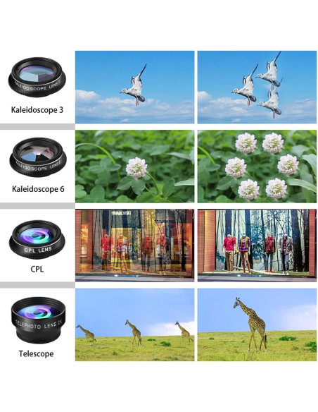 Kit de Lentes 11 en 1 para Celular SEVENKA - Macro, Gran Angular, Ojo de Pez