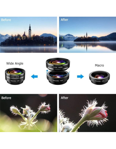 Kit de Lentes 11 en 1 para Celular SEVENKA - Macro, Gran Angular, Ojo de Pez