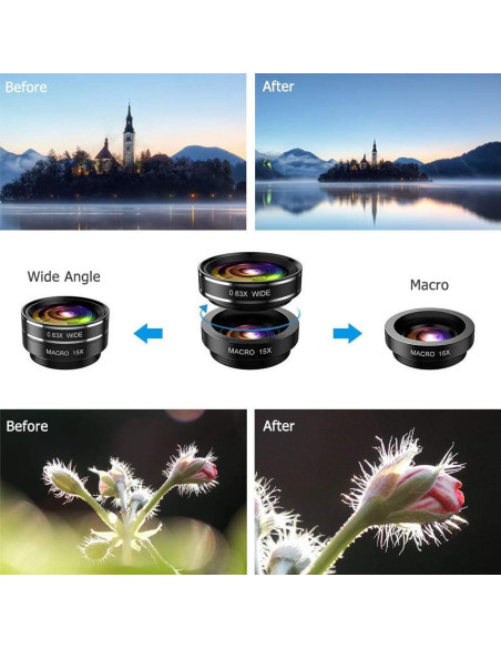 Kit de Lentes 11 en 1 para Celular SEVENKA - Macro, Gran Angular, Ojo de Pez