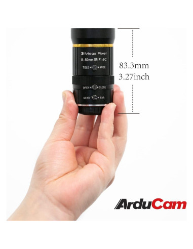 Lente Zoom C-Mount 8-50mm Arducam para Raspberry Pi HQ
