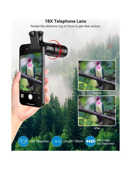 Kit de Lentes para Teléfonos APEXEL 4 en 1 con Trípode