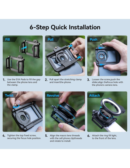 Lente Macro APEXEL 10-20X para iPhone y Android con Luz