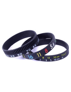 Conjunto de Pulseras para Fotógrafos DSLRKIT - Apertura, Enfoque, Longitud Focal