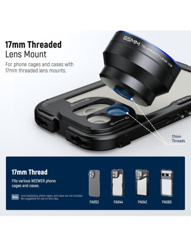 Lente Telefoto NEEWER 65mm para Teléfono con Rosca 17mm
