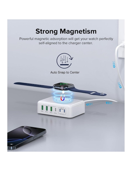 Estación de Carga USB C 170W BOVICAS 6 Puertos Rápida