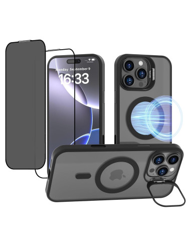 Funda TechSolu para iPhone 16 Pro Max con Soporte y Carga Inalámbrica