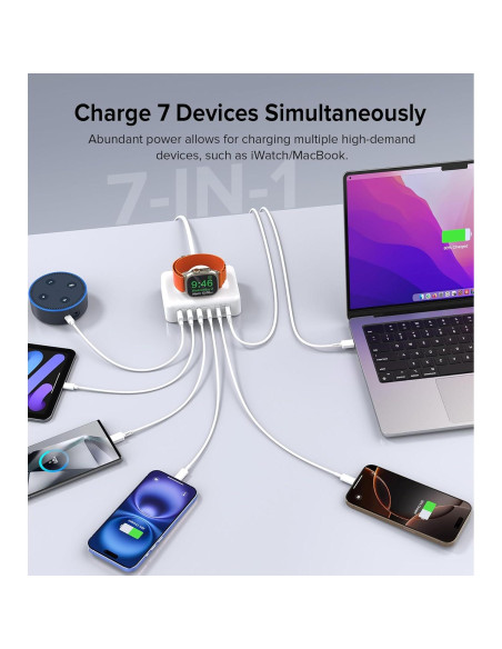 Estación de Carga USB C 170W BOVICAS 6 Puertos Rápida