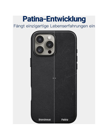 Funda de Cuero Genuino Kingflag para iPhone 16 Pro 6.3" Negro