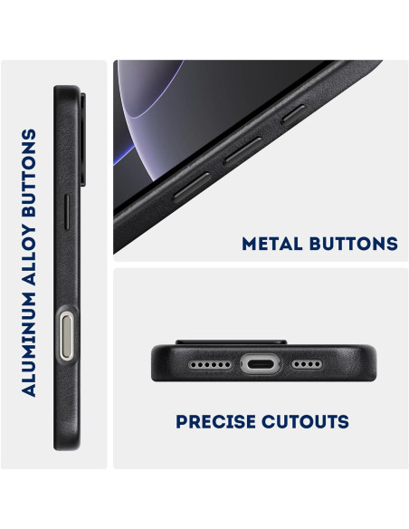 Funda de Cuero Genuino Kingflag para iPhone 16 Pro 6.3" Negro