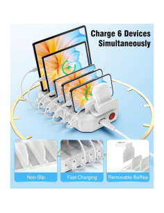 Estación de Carga 60W HSicily 6 Puertos USB-C Blanca 2