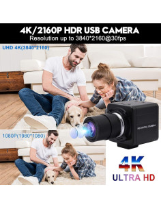 Cámara USB 4K Ultra HD ALPCAM con Lente Zoom 2.8-12mm 2