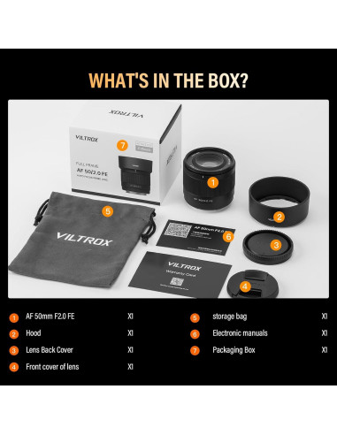 Lente VILTROX 50mm F2.0 para cámaras Sony E-Mount