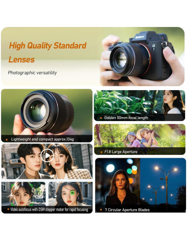 Lente YONGNUO 50mm F1.8 para cámaras Sony E - Bokeh impresionante