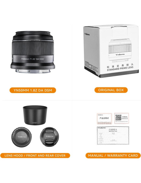 Lente YONGNUO YN50mm F1.8Z DA DSM para Nikon Z APS-C Lente YONGNUO YN50mm F1.8Z DA DSM para Nikon Z APS-C