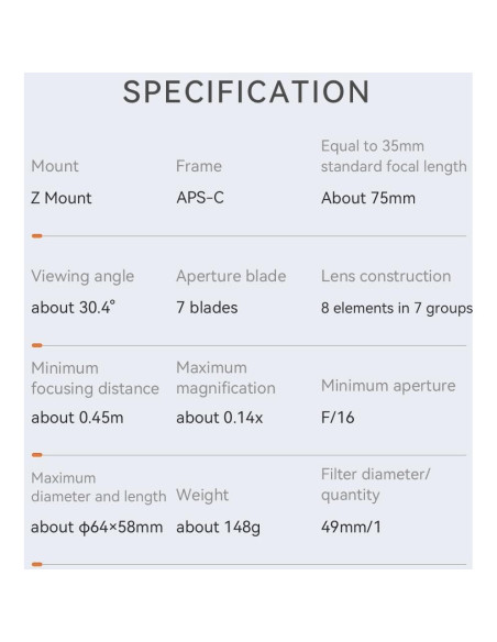 Lente YONGNUO YN50mm F1.8Z DA DSM para Nikon Z APS-C Lente YONGNUO YN50mm F1.8Z DA DSM para Nikon Z APS-C