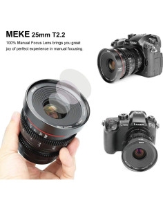 Lente Prime Meike 25mm T2.2 Enfoque Manual MFT 4K 2