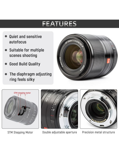 Lente VILTROX 33mm F1.4 para Fujifilm X-Mount Autoenfoque
