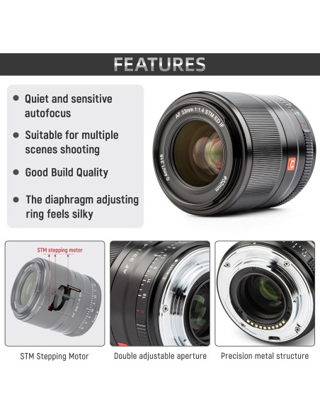 Lente VILTROX 33mm F1.4 para Fujifilm X-Mount Autoenfoque