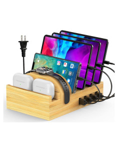 Estación de Carga de Bambú 7 Puertos USB Rápido Alltripal