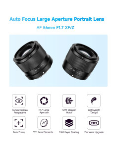Lente VILTROX 56mm F1.7 AF para cámaras Fuji X-Mount 2