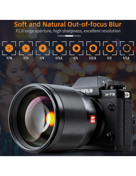 Lente VILTROX 85mm f1.8 II para Fujifilm X-Mount AF