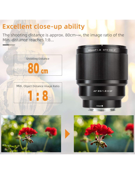 Lente VILTROX 85mm f1.8 II para Fujifilm X-Mount AF