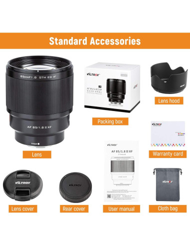 Lente VILTROX 85mm f1.8 II para Fujifilm X-Mount AF