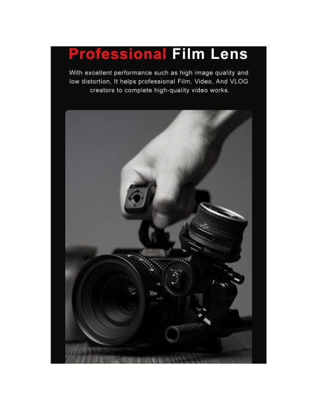Lente de Cine 7artisans 50mm T2.0 para Cámara Sony E