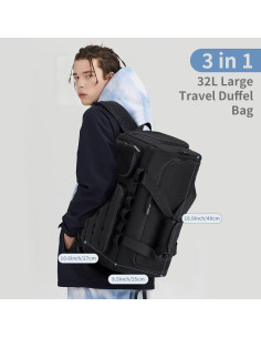 Bolsa de gimnasio COSCOOA 3 en 1 negra 32L con compartimentos 2