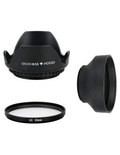 Tapa de Lente Tulipán EEEKit 58mm con Filtro UV para Canon