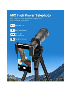 Lente Telefoto APEXEL 60X con Trípode y Control Remoto 2