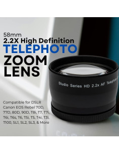 Lente Telefoto 58mm 2.2X Alta Definición para DSLR Canon 2