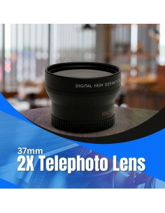 Lente Telefoto 2X 37mm Alta Definición para Cámaras Canon Nikon 2