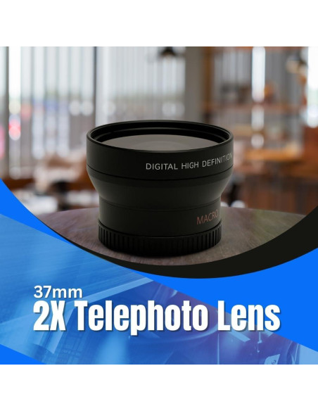 Lente Telefoto 2X 37mm Alta Definición para Cámaras Canon Nikon