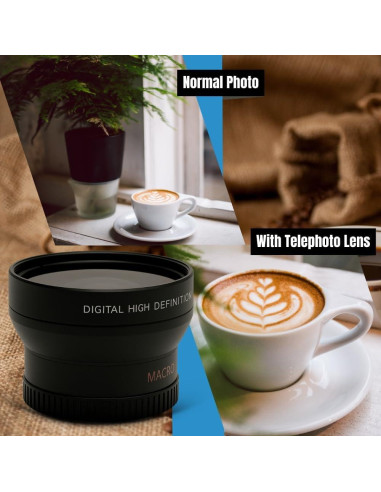 Lente Telefoto 2X 37mm Alta Definición para Cámaras Canon Nikon