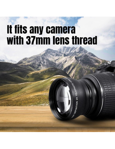 Lente Telefoto 2X 37mm Alta Definición para Cámaras Canon Nikon